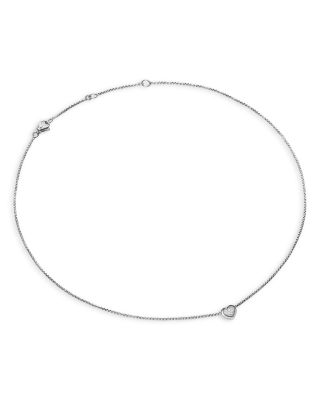 Puffy Heart Pendant Necklace in Sterling Silver with Diamonds, 7.8mm