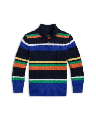 Ralph Lauren - Boys' Striped Quarter Zip Sweater - Little Kid