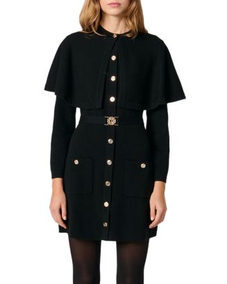maje★Robe maille 2-en-1 cape amovible ワンピース 2-in-1 knit dress & removable cape Black / Gray For Women | Maje