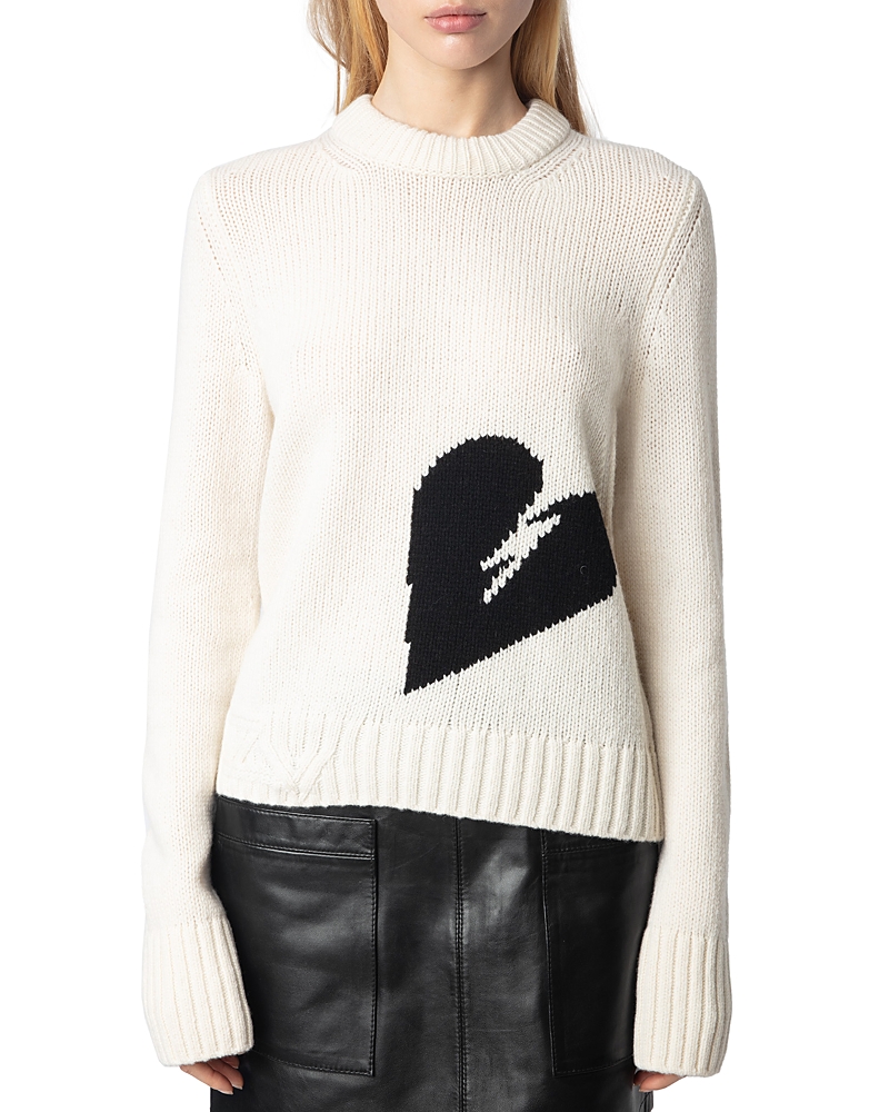 Zadig & Voltaire Malty We Heart Wool Sweater In Ecru