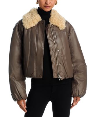 STAND STUDIO - Fran Padded Faux Leather Bomber Jacket