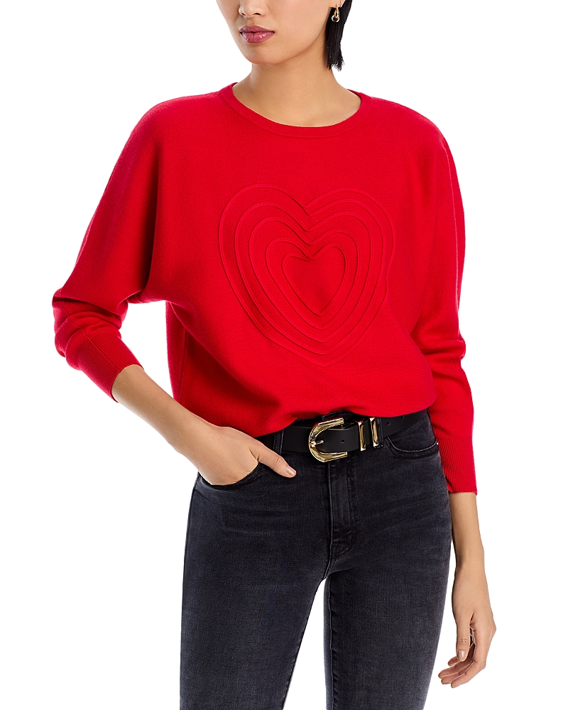 T Tahari Heart Stitch Sweater In Red Gala