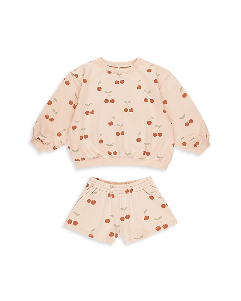 RYLEE + CRU GIRLS' SUMMER CHERRY TERRY TOP & SHORTS SET - LITTLE KID