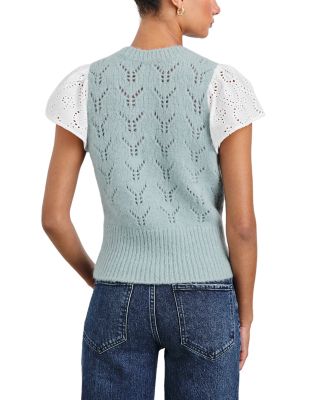 Everly Pointelle Contrast Sleeve Sweater