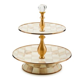 MacKenzie-Childs Mocha Check Two Tier Sweet Stand | Bloomingdale's Home