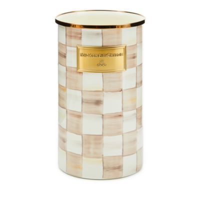 Mocha Check Utensil Holder