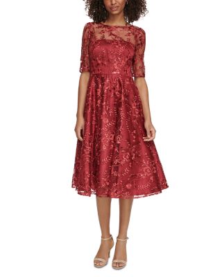 Eliza J - Embroidered Mesh Dress