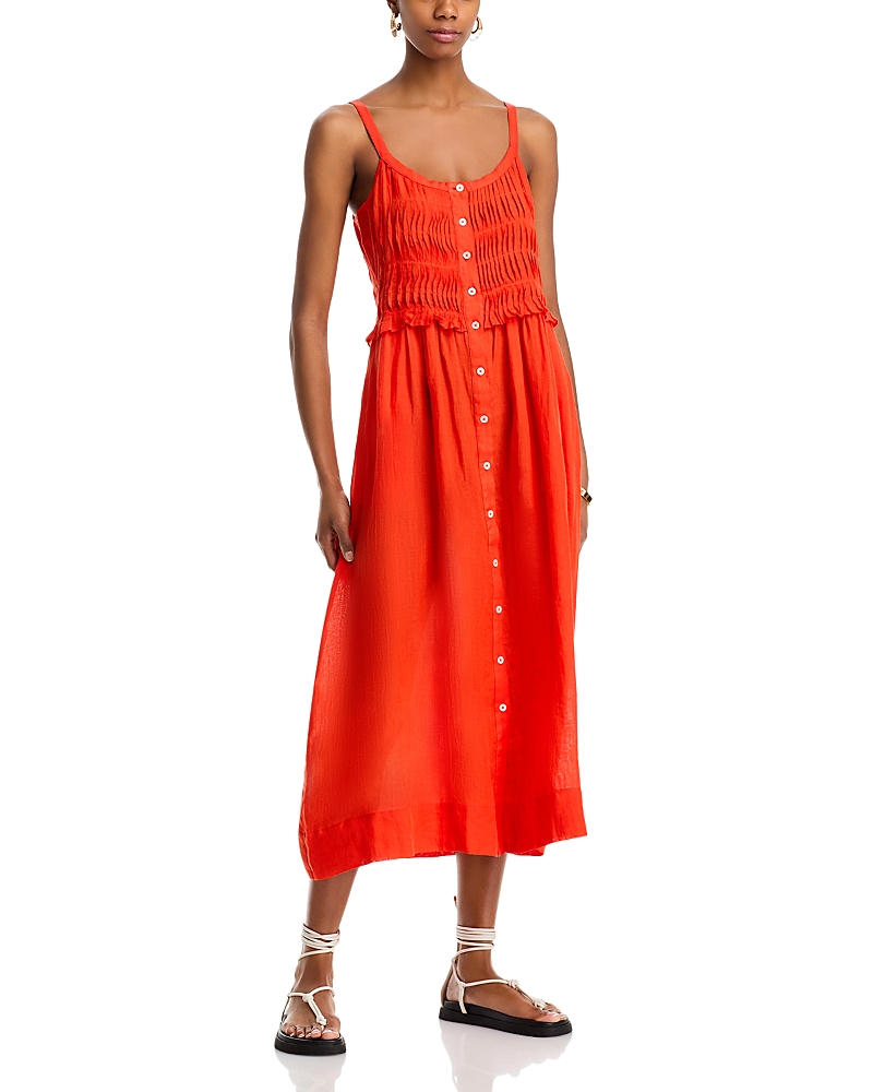 Sea Zora Solid Tank Button Down Midi Dress In Chili