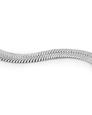 Signature Snake Chain Collar Necklace in Silver Tone, 15.5"   