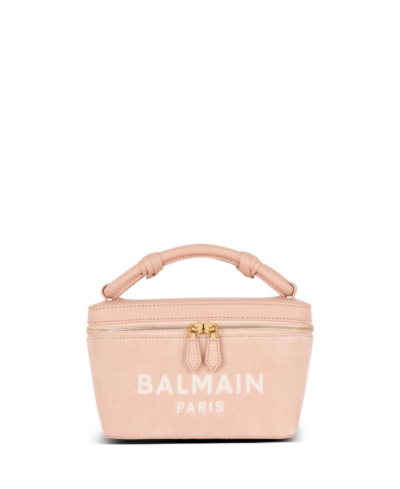 Balmain Women's B-Army Vanity Case in Leather in Beige