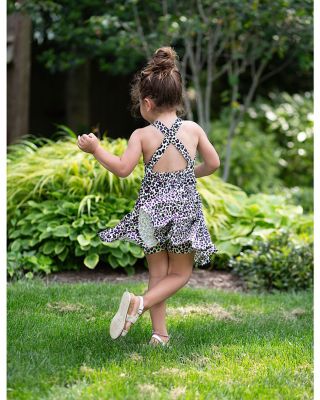 Girls' Cross Back Dress in Neon Leopard - Little Kid, Big Kid