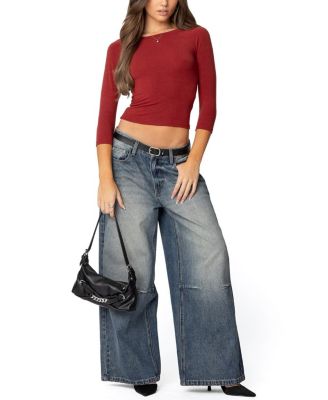 Mary Quarter Sleeve Wide Neck Top