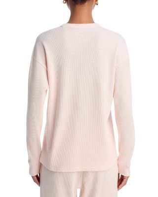 Crewneck Long Sleeve Waffle Knit Top
