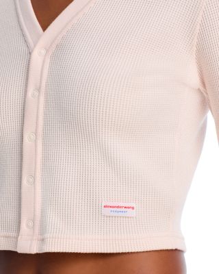 Cropped Waffle Cardigan