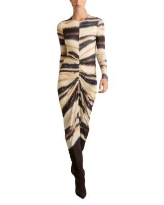 REISS - Georgia Printed Ruched Jersey Dress