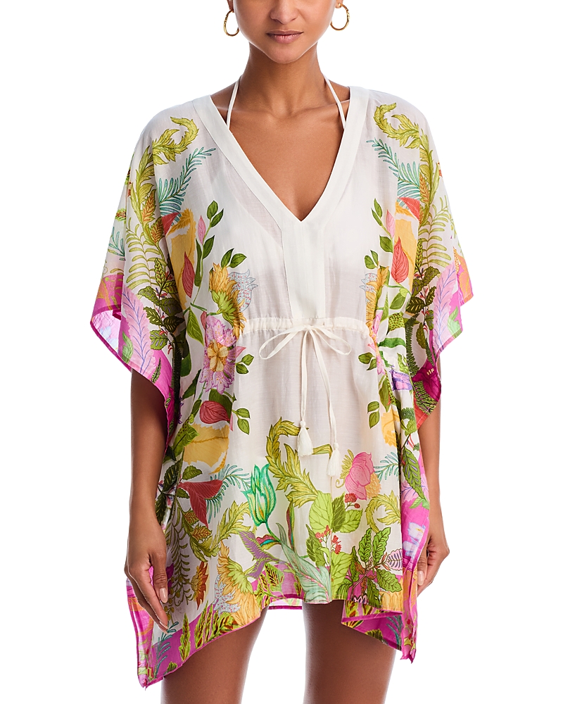 Echo Oasis Butterfly Caftan In Cream Floral In Multi