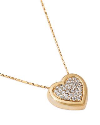 Diamond Heart Pendant Necklace in 14K Yellow Gold, 1.45 tcw