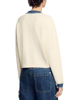 Cardigan with Denim Detail