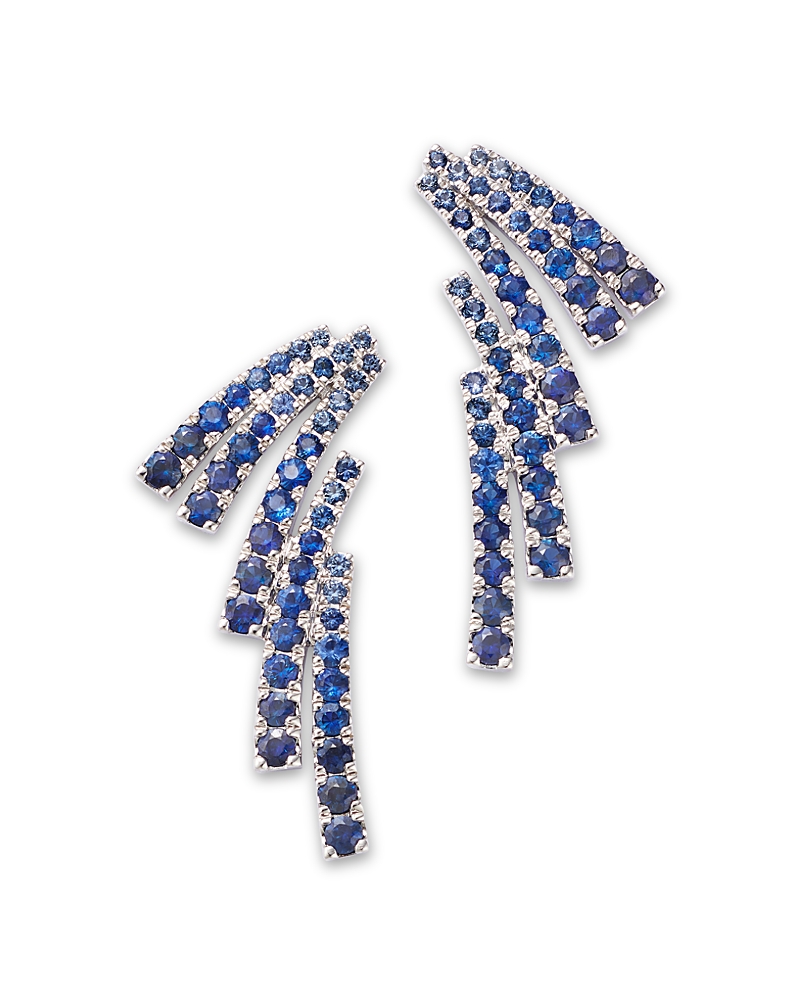 Bloomingdale's Fine Collection Sapphire Ear Climber Earrings In 14k White Gold, 2.0 Ct. T. W. In Blue/white