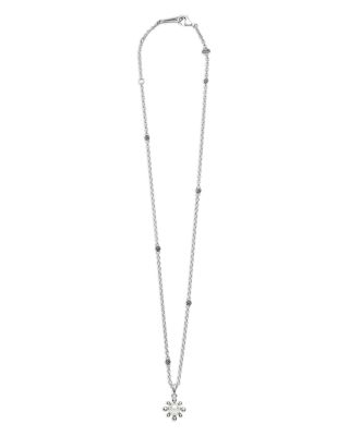 Sterling Silver Luna Cultured Pearl Fleur Pendant Necklace, 16"-18" 