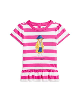 Ralph Lauren - Girls' Striped Polo Bear Cotton Peplum Tee - Baby