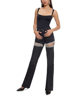 Good Icon High Rise Straight Rhinestone Cutout Jeans in K376