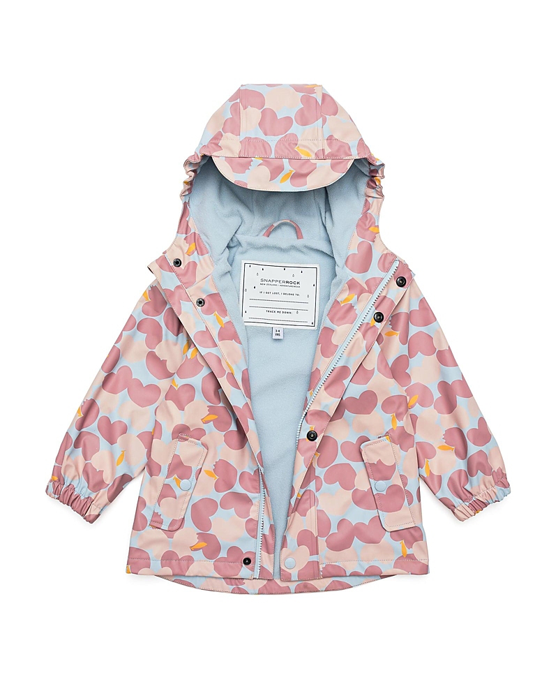 Snapper Rock Girls' Apple Love Recycled Waterproof Raincoat - Little Kid In Pink
