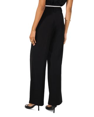 Contrast Waist Wide Leg Pants