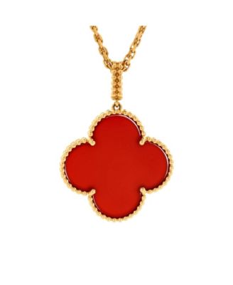 Pre-Owned Van Cleef & Arpels Magic Alhambra Pendant Long Necklace 18K Gold and Carnelian