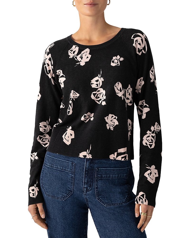 Sanctuary All Day Long Floral Cotton Blend Sweater In Rose Pop