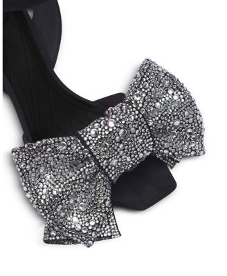 Women's Suede Ruby Heels with Rhinestone Bows
