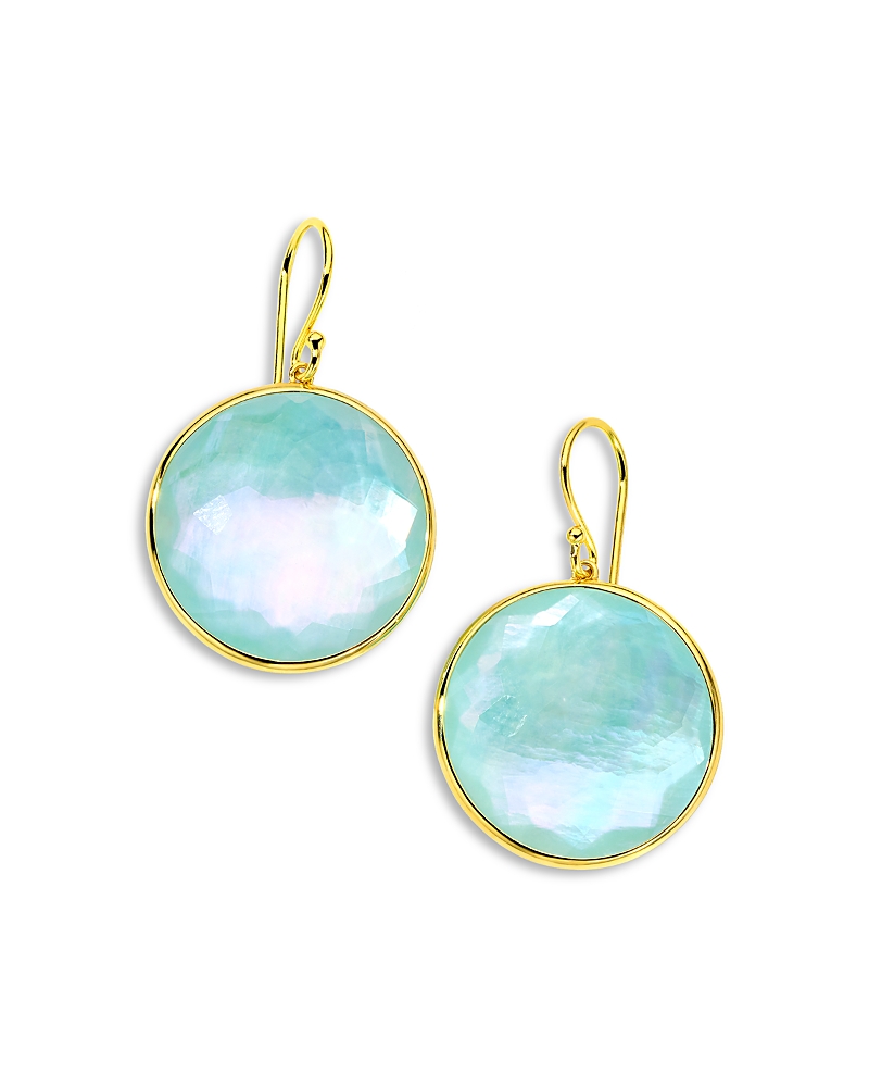 Ippolita 18k Yellow Gold Lollipop Amazonite Triple Large Disc Drop Earrings In Gold