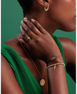 Wicked x Sydney Evan 14K Yellow Gold Emerald Hot Air Balloon Green Cord Slider Bracelet