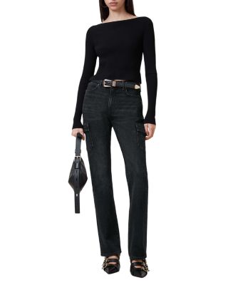 Hollis Cargo Bootcut Jeans in Washed Black