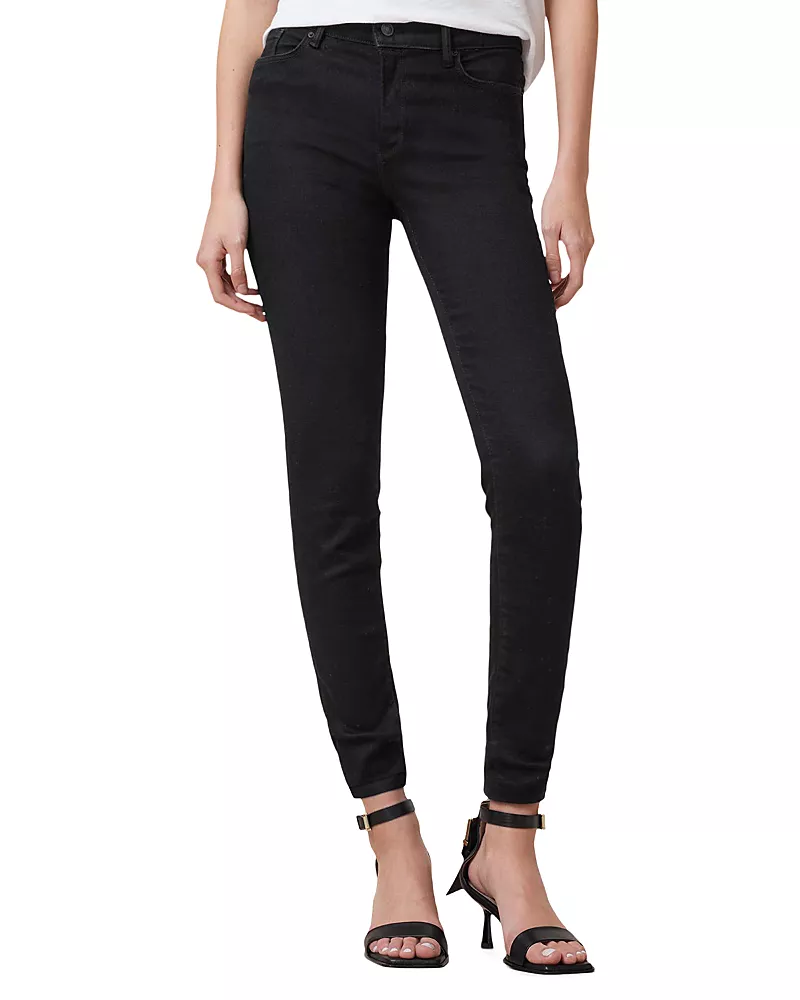 Allsaints Miller Size Me High Rise Skinny Jeans in Black