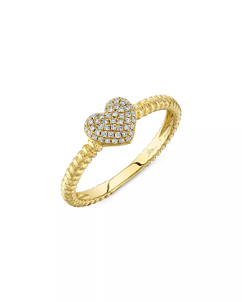 Shy Creation 14K Yellow Gold Kate Diamond Heart Ring, 0.12 tcw