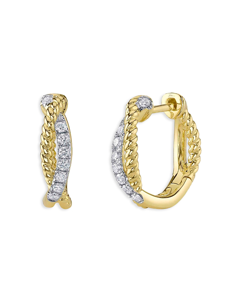 Shy Creation 14k Gold Kate Diamond Entwined Hoop Earrings In Gold