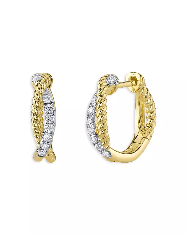 Shy Creation 14K Gold Kate Diamond Entwined Hoop Earrings