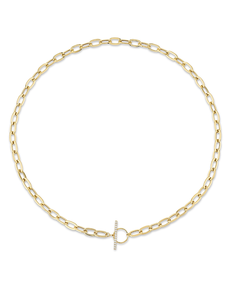 SHY CREATION 14K YELLOW GOLD KATE DIAMOND PAPERCLIP LINK NECKLACE, 18