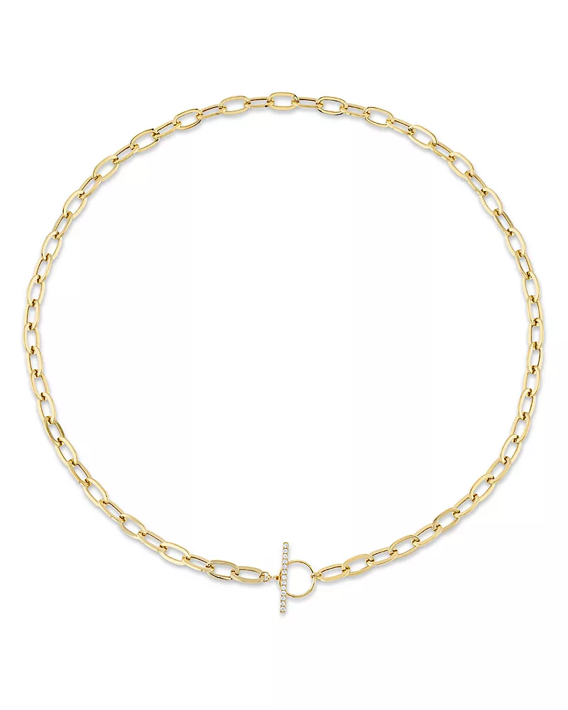 Shy Creation 14K Yellow Gold Kate Diamond Paperclip Link Necklace, 18
