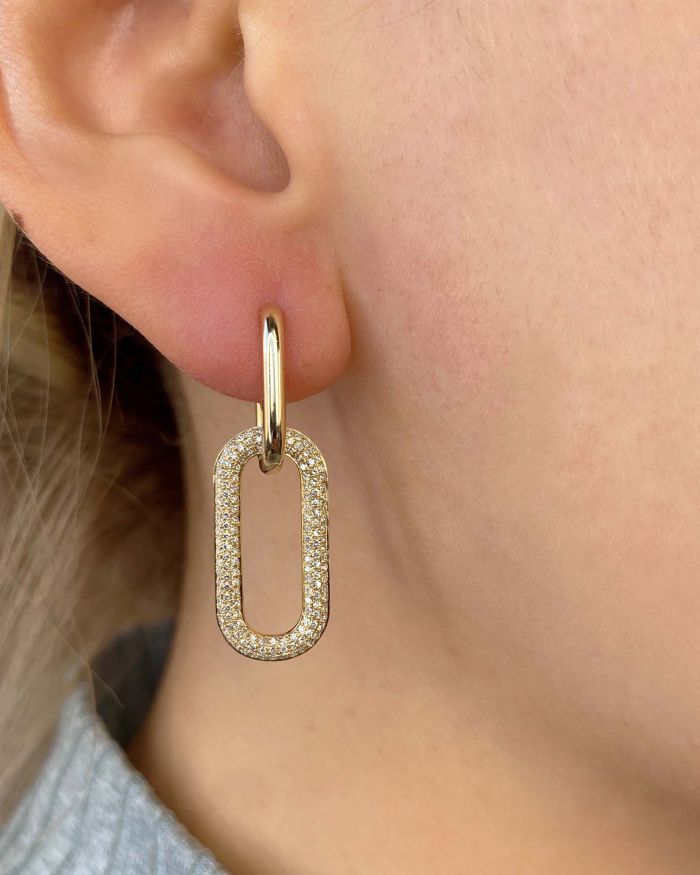 14K Yellow Gold Kate Diamond Pavé Earrings, 0.71 tcw