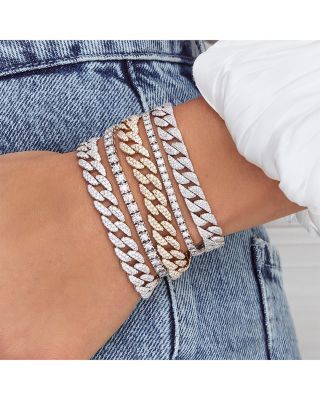 14K White Gold Kate Diamond Pav&eacute; Link Bracelet 