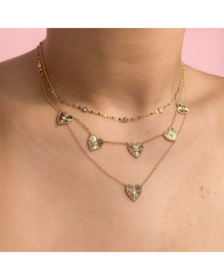 14K Yellow Gold Kate Diamond Bezel Heart Collar Necklace, 18"