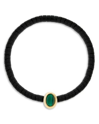 LUIS MORAIS - 14K Yellow Gold Malachite Oval Eye of the Idol Onyx Beaded Bracelet