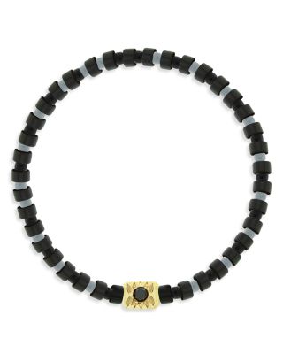 LUIS MORAIS - Men's 14K Yellow Gold Shine On Black Diamond Ingot Beaded Bracelet