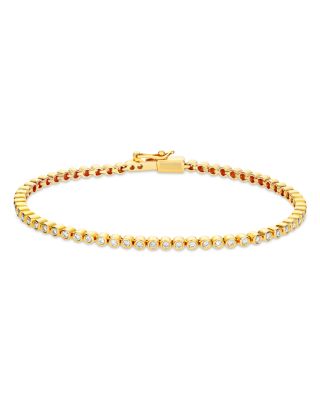 Men's 14K Yellow Gold White Diamond Tennis Bracelet