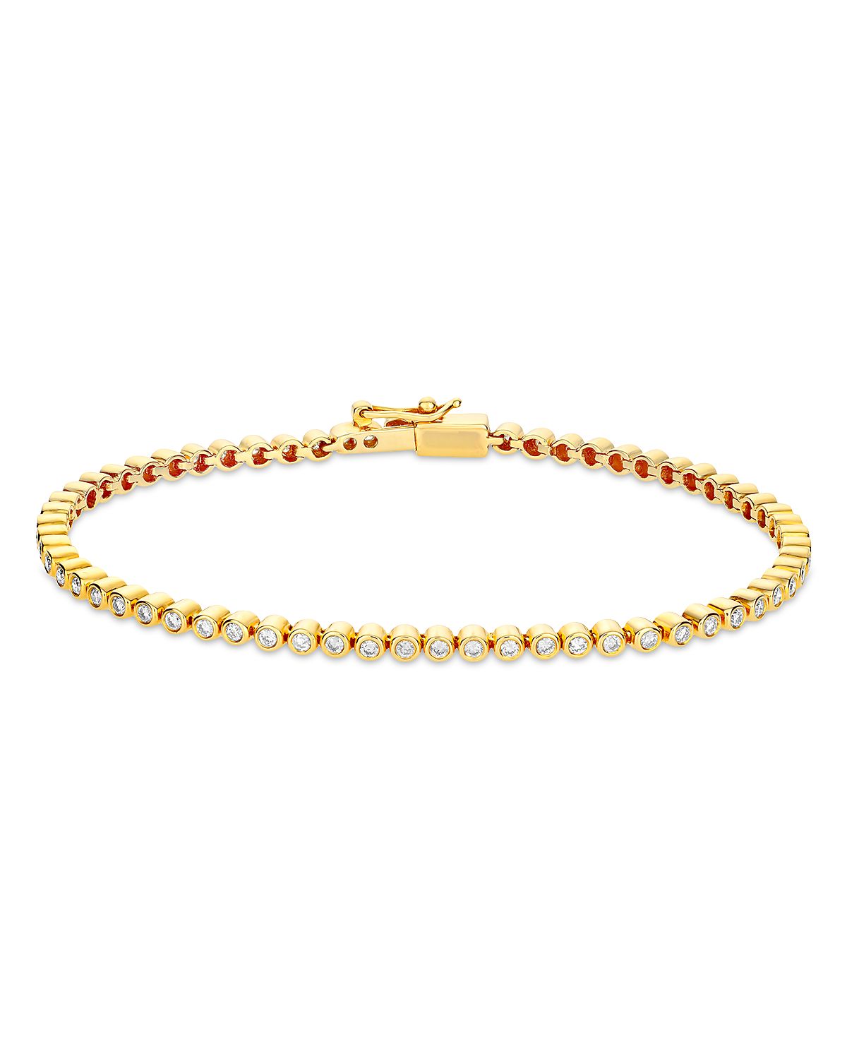 Luis Morais Men's 14K Yellow Gold White Diamond Tennis Bracelet
