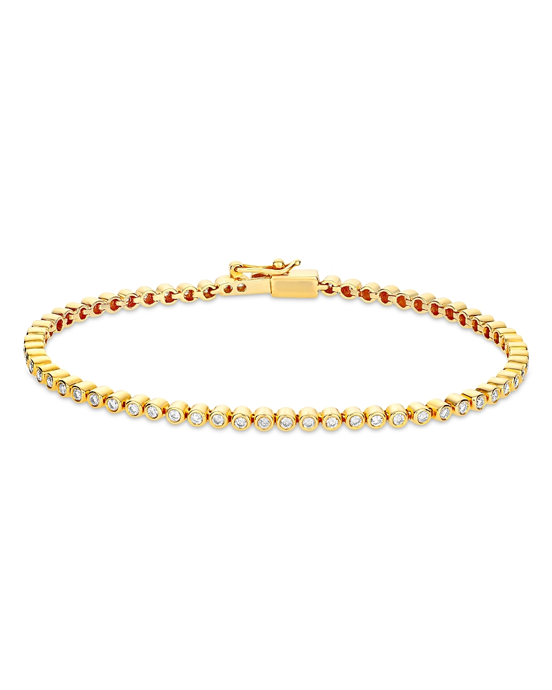 Luis Morais Men's 14K Yellow Gold White Diamond Tennis Bracelet