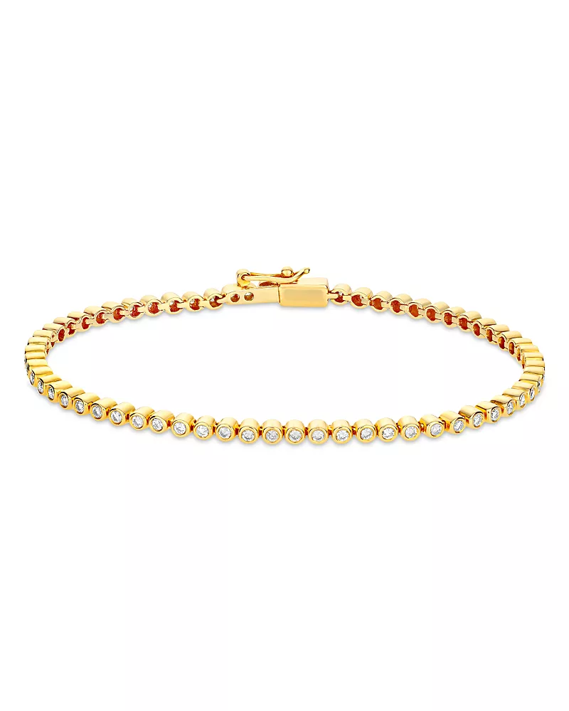 Luis Morais Men's 14K Yellow Gold White Diamond Tennis Bracelet