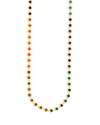 Men&#39;s 14K Yellow Gold Multi Round Gemstone Chain Necklace, 27&amp;quot;